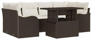 VidaXL Kerti Kanapé Szett 7 pcs Barna 234 x 122,5 x 85 cm Poly Rattan