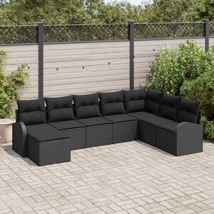 VidaXL Kerti Kanapé Szett párnával 8 pcs Fekete Poli rattan