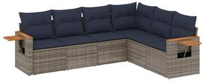 VidaXL 6 részes szürke polyrattan kerti ülőgarnitúra párnával