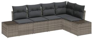 VidaXL Kerti Kanapé Szett tárolóval 5 pcs Szürke polirattan