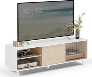 VASAGLE TV-állvány szerszámmentes összeszereléssel (akár 60" TV-hez), 140 x 39 x 45 cm, fehér