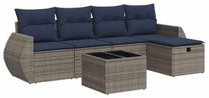VidaXL 6 részes szürke polyrattan kerti ülőgarnitúra párnákkal