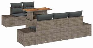 VidaXL Kerti Kanapé Szett tárolóval 6 pcs Szürke Poli rattan