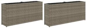 VidaXL 2 db szürke polyrattan kerti ültetőláda 2 cseréppel 90x20x40 cm