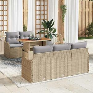 VidaXL Kerti Kanapé Szett tárolóval 6 pcs Bézs Poli rattan