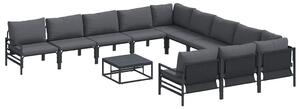 VidaXL Kerti Kanapé Szett párnával 12 pcs Fekete Acél