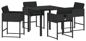 VidaXL Kert étkező szett 5 pcs Fekete polirattan