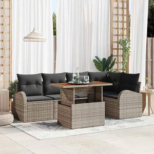 VidaXL Kerti Kanapé Szett tárolóval 6 pcs Szürke Poli rattan