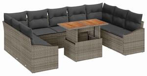 VidaXL Kerti Kanapé Szett tárolóval 10 pcs Szürke Poli rattan