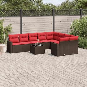 VidaXL 10 részes barna polyrattan kerti ülőgarnitúra párnákkal