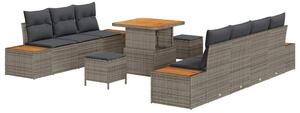 VidaXL Kerti Kanapé Szett párnával tárolóval 10 pcs Szürke Poli rattan