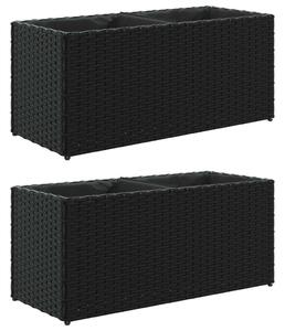 VidaXL 2 db fekete polyrattan kerti ültetőláda 2 cseréppel 72x30x32 cm