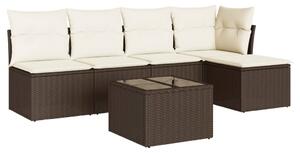 VidaXL 6 részes barna polyrattan kerti ülőgarnitúra párnával