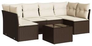 VidaXL 7 részes barna polyrattan kerti ülőgarnitúra párnákkal