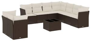 VidaXL 10 részes barna polyrattan kerti ülőgarnitúra párnákkal
