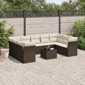 VidaXL 10 részes barna polyrattan kerti ülőgarnitúra párnákkal