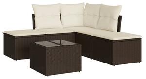 VidaXL 6 részes barna polyrattan kerti ülőgarnitúra párnával