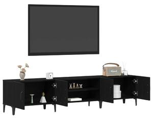 TV Szekrény Fekete Tölgy 180x31,5x40 cm Műanyag Fa