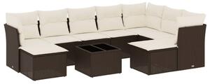 VidaXL 10 részes barna polyrattan kerti ülőgarnitúra párnákkal