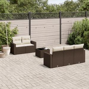 VidaXL 6 részes barna polyrattan kerti ülőgarnitúra párnával