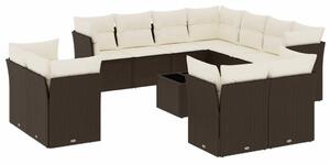 VidaXL 12 részes barna polyrattan kerti ülőgarnitúra párnákkal