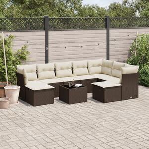 VidaXL 10 részes barna polyrattan kerti ülőgarnitúra párnákkal