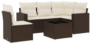 VidaXL 6 részes barna polyrattan kerti ülőgarnitúra párnával