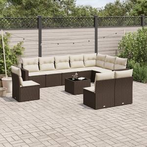 VidaXL 11 részes barna polyrattan kerti ülőgarnitúra párnákkal