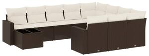 VidaXL 11 részes barna polyrattan kerti ülőgarnitúra párnákkal