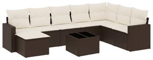 VidaXL 9 részes barna polyrattan kerti ülőgarnitúra párnákkal