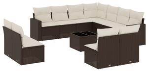 VidaXL 12 részes barna polyrattan kerti ülőgarnitúra párnákkal