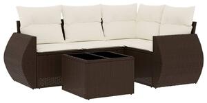 VidaXL 5 részes barna polyrattan kerti ülőgarnitúra párnával
