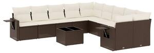 VidaXL 11 részes barna polyrattan kerti ülőgarnitúra párnákkal