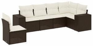 VidaXL 6 részes barna polyrattan kerti ülőgarnitúra párnával