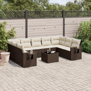 VidaXL 10 részes barna polyrattan kerti ülőgarnitúra párnákkal
