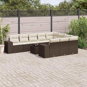 VidaXL 11 részes barna polyrattan kerti ülőgarnitúra párnákkal