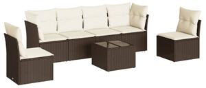 VidaXL 7 részes barna polyrattan kerti ülőgarnitúra párnákkal