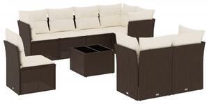VidaXL 9-részes barna polyrattan kerti ülőgarnitúra párnákkal