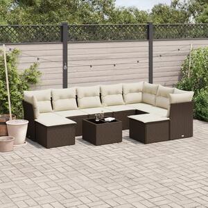 VidaXL 10 részes barna polyrattan kerti ülőgarnitúra párnákkal