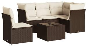 VidaXL 6 részes barna polyrattan kerti ülőgarnitúra párnával