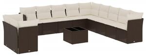 VidaXL 12 részes barna polyrattan kerti ülőgarnitúra párnákkal