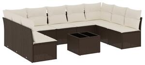 VidaXL 10 részes barna polyrattan kerti ülőgarnitúra párnákkal