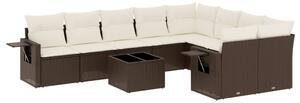 VidaXL 10 részes barna polyrattan kerti ülőgarnitúra párnákkal