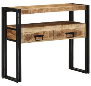 Végasztalok Fekete 90x33x75 cm Tömör Mangófából és Fémből