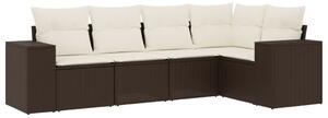 VidaXL 5 részes barna polyrattan kerti ülőgarnitúra párnával
