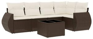 VidaXL 6 részes barna polyrattan kerti ülőgarnitúra párnával