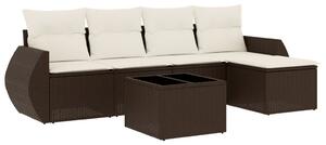 VidaXL 6 részes barna polyrattan kerti ülőgarnitúra párnával