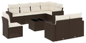 VidaXL 9 részes barna polyrattan kerti ülőgarnitúra párnákkal