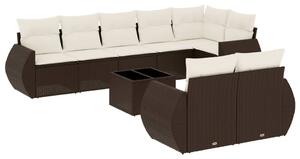 VidaXL 9 részes barna polyrattan kerti ülőgarnitúra párnákkal