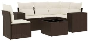 VidaXL 6 részes barna polyrattan kerti ülőgarnitúra párnával